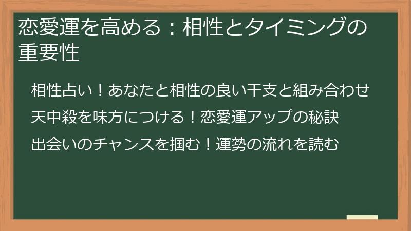 恋愛運を高める：相性とタイミングの重要性