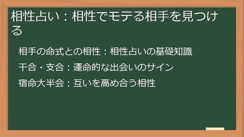 相性占い：相性でモテる相手を見つける
