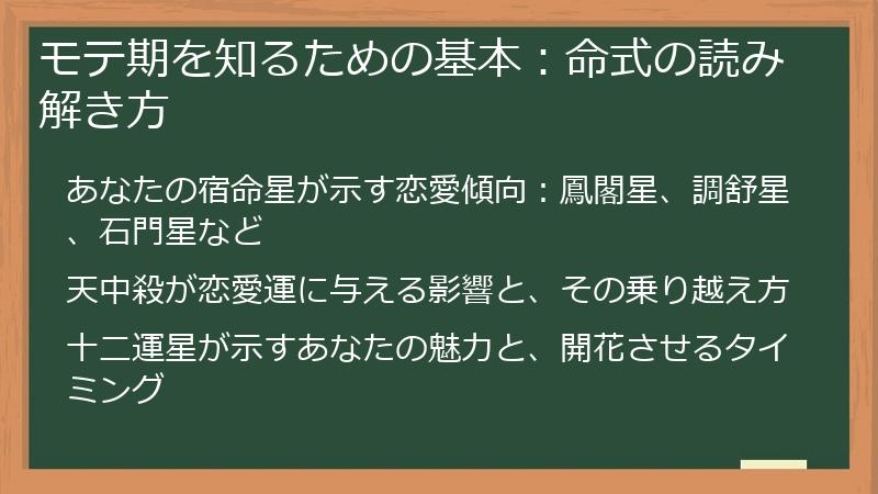 モテ期を知るための基本:命式の読み解き方