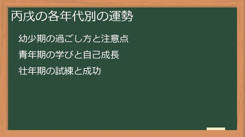 丙戌の各年代別の運勢
