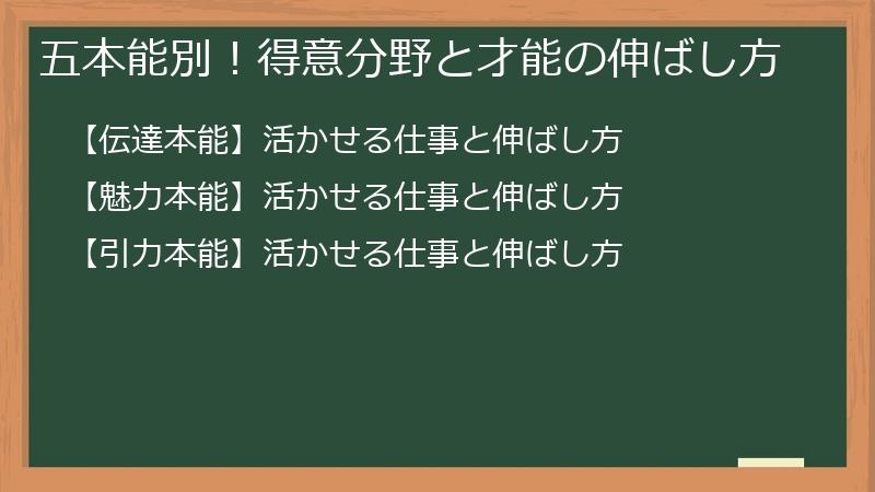 五本能別!得意分野と才能の伸ばし方