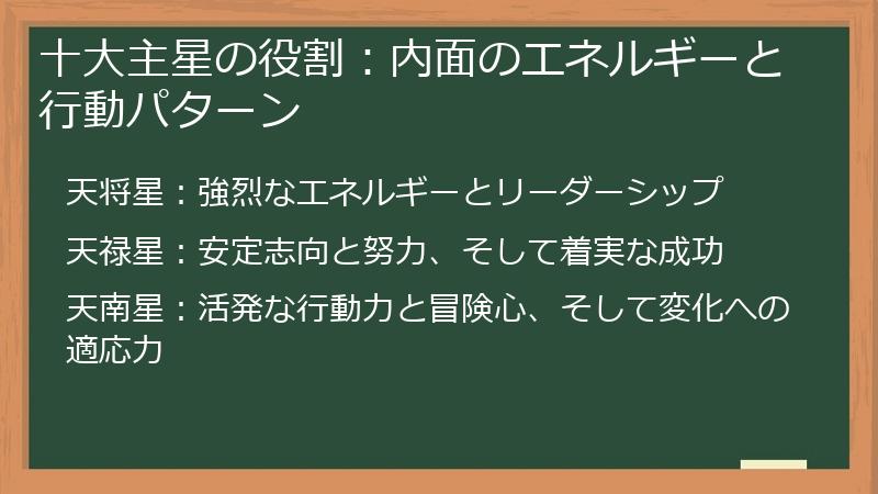 十大主星の役割：内面のエネルギーと行動パターン