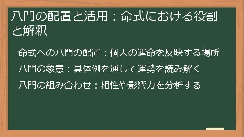 八門の配置と活用：命式における役割と解釈