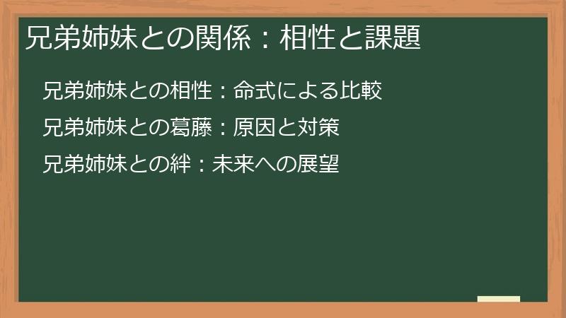 兄弟姉妹との関係：相性と課題