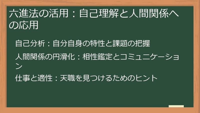 六進法の活用：自己理解と人間関係への応用