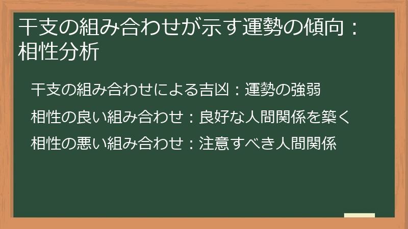 干支の組み合わせが示す運勢の傾向：相性分析