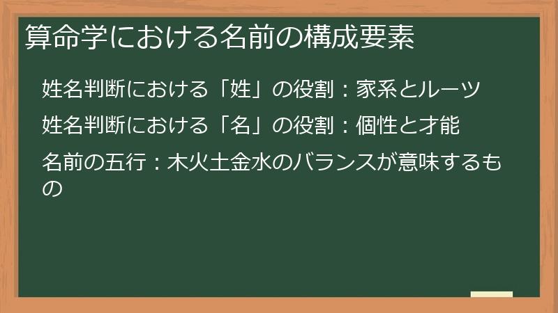 算命学における名前の構成要素