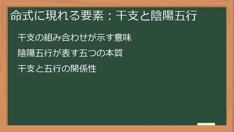 命式に現れる要素：干支と陰陽五行