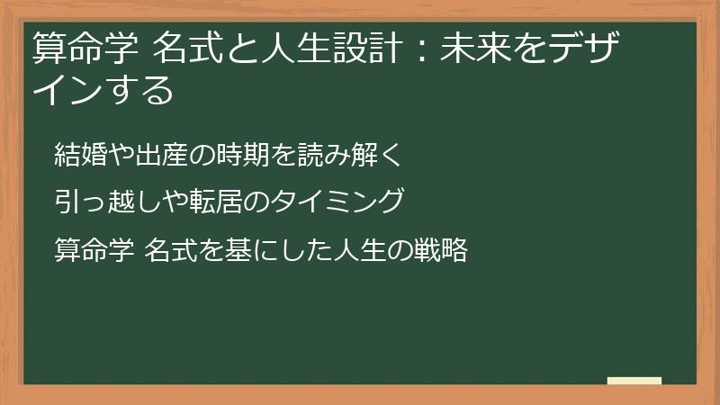 算命学 名式と人生設計：未来をデザインする