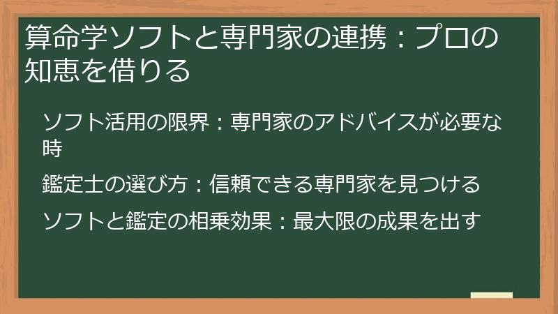 算命学ソフトと専門家の連携：プロの知恵を借りる