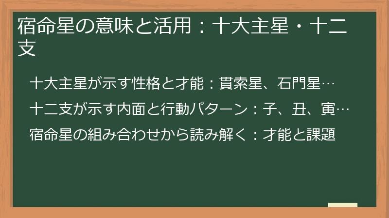 宿命星の意味と活用：十大主星・十二支