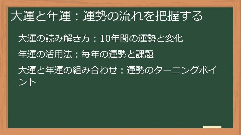 大運と年運：運勢の流れを把握する