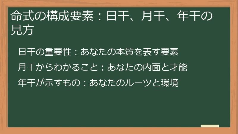 命式の構成要素:日干、月干、年干の見方