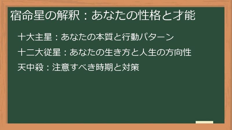 宿命星の解釈:あなたの性格と才能