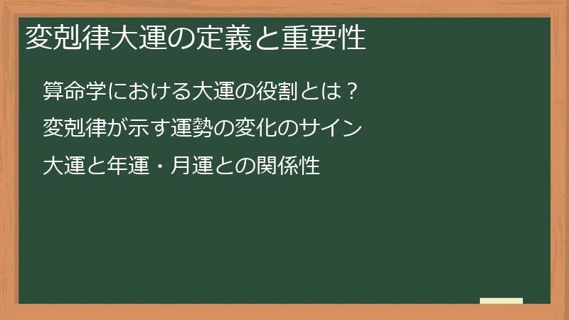 変剋律大運の定義と重要性