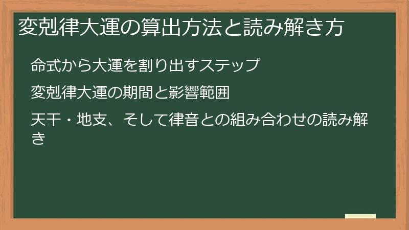 変剋律大運の算出方法と読み解き方