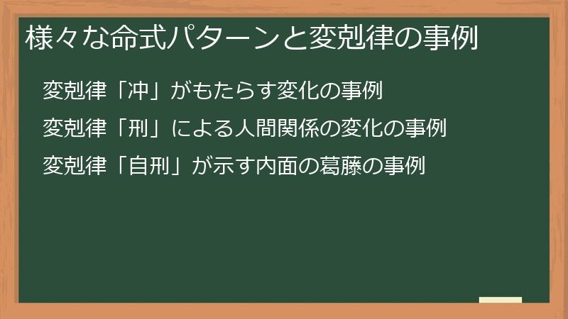 様々な命式パターンと変剋律の事例