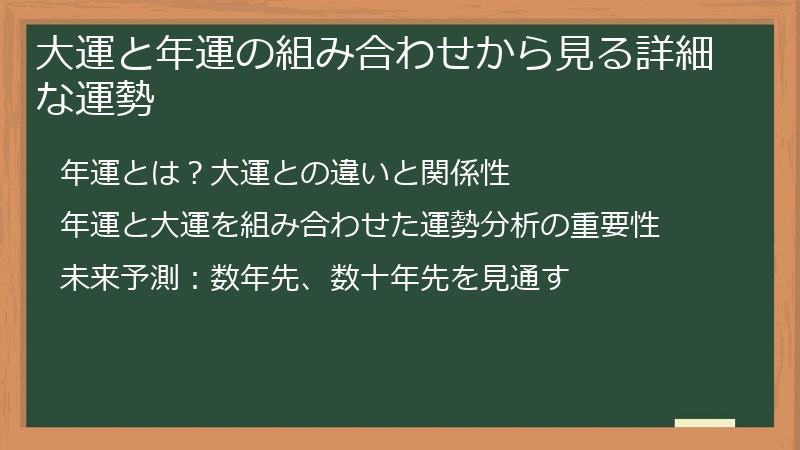 大運と年運の組み合わせから見る詳細な運勢