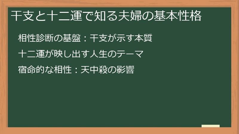 干支と十二運で知る夫婦の基本性格