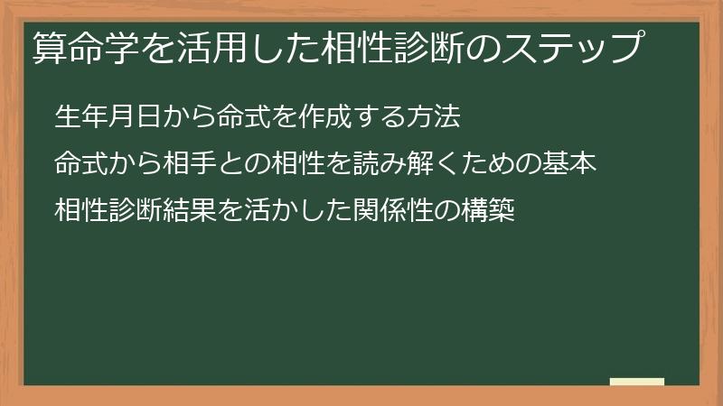算命学を活用した相性診断のステップ