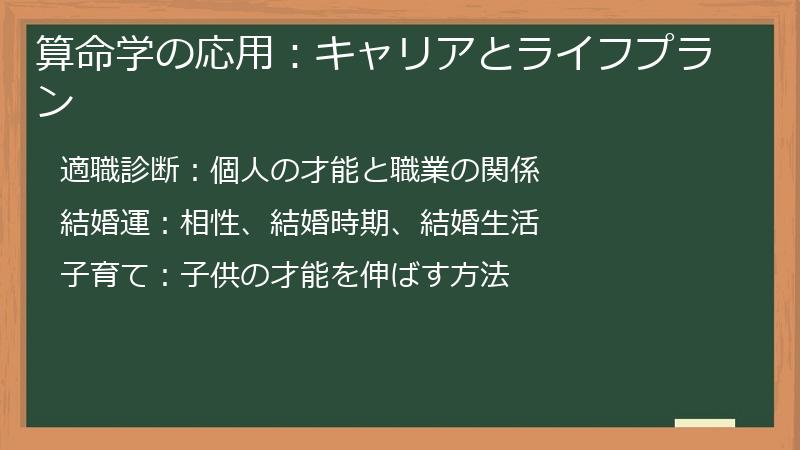 算命学の応用：キャリアとライフプラン