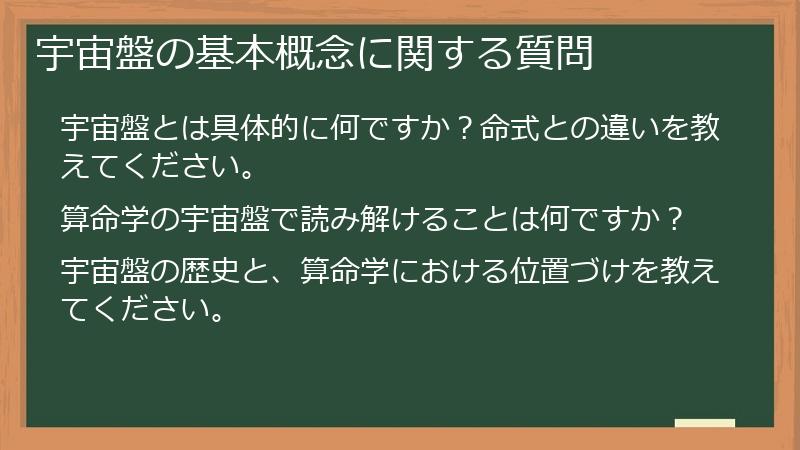 宇宙盤の基本概念に関する質問