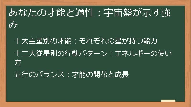 あなたの才能と適性：宇宙盤が示す強み