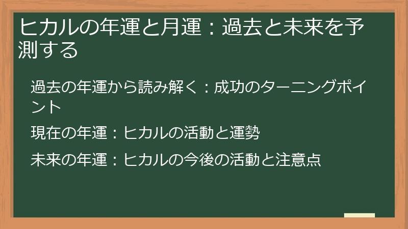 ヒカルの年運と月運：過去と未来を予測する