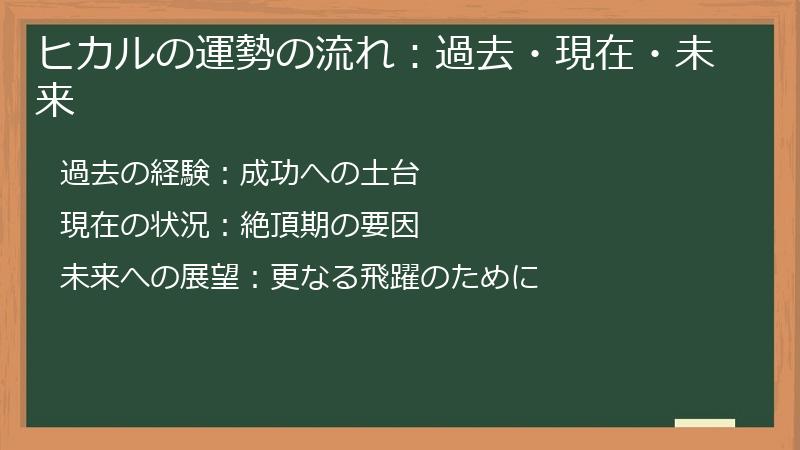 ヒカルの運勢の流れ：過去・現在・未来
