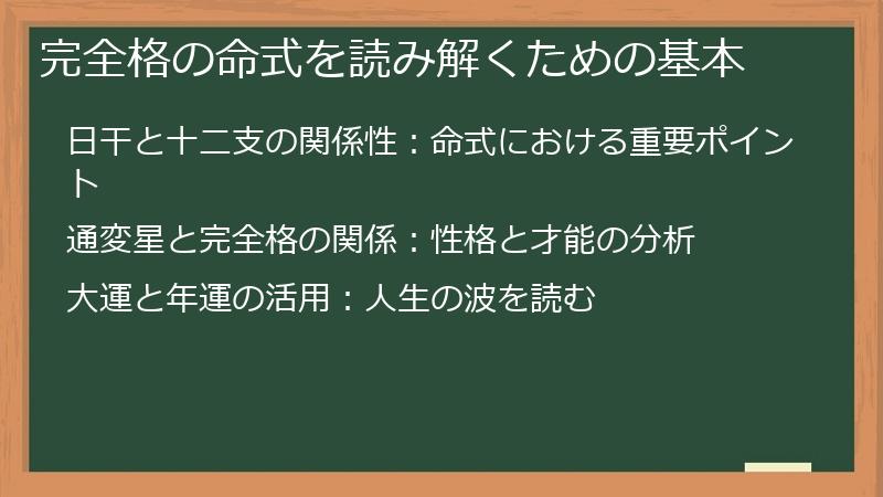 完全格の命式を読み解くための基本