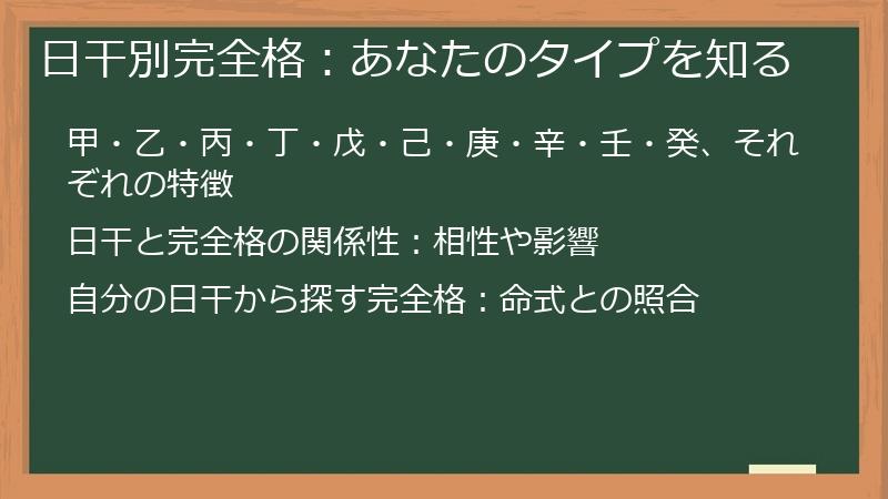 日干別完全格：あなたのタイプを知る