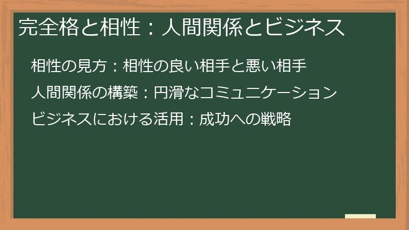 完全格と相性：人間関係とビジネス