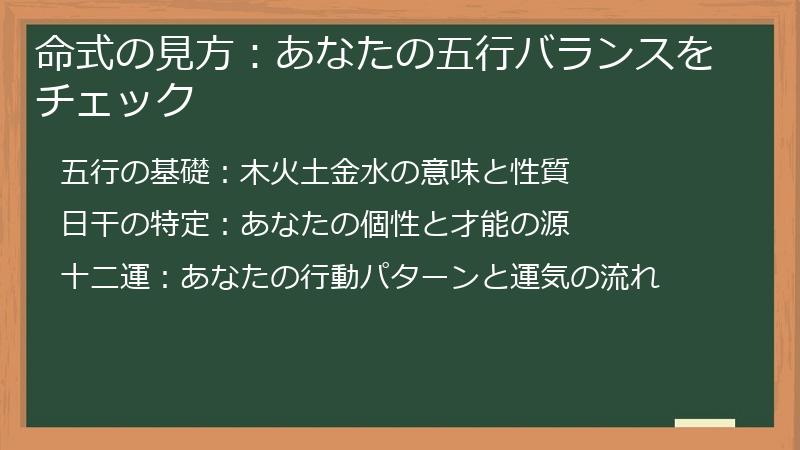命式の見方：あなたの五行バランスをチェック