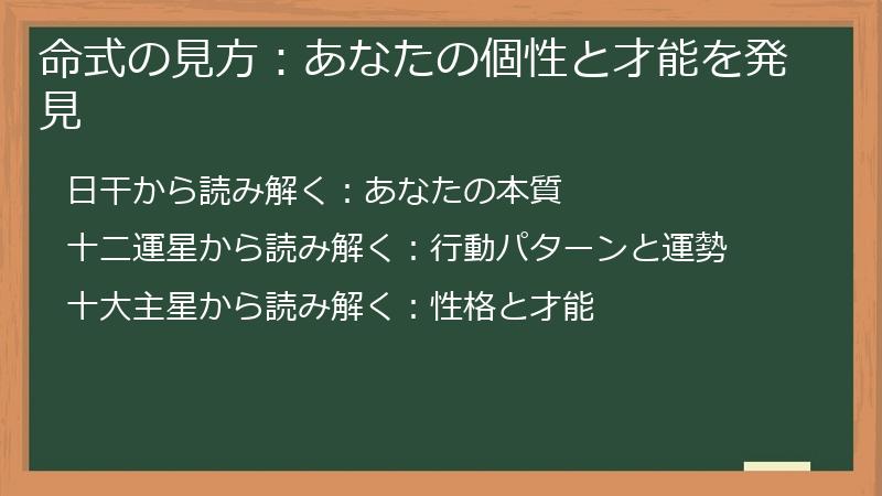 命式の見方：あなたの個性と才能を発見