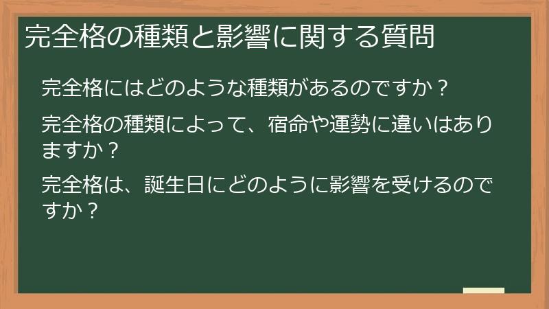 完全格の種類と影響に関する質問