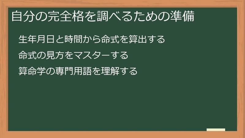 自分の完全格を調べるための準備