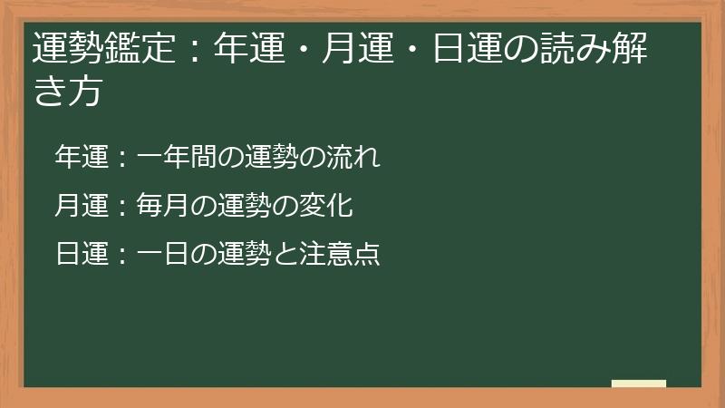 運勢鑑定：年運・月運・日運の読み解き方