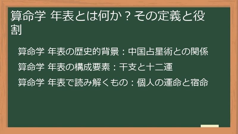算命学 年表とは何か？その定義と役割