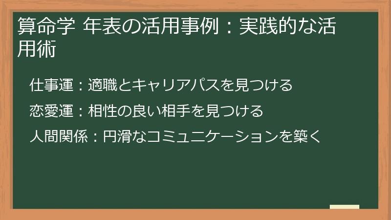算命学 年表の活用事例：実践的な活用術
