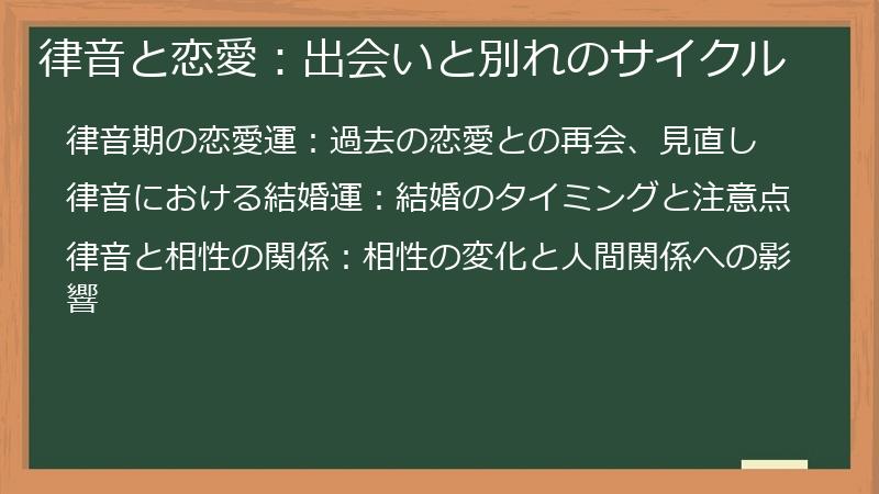律音と恋愛：出会いと別れのサイクル
