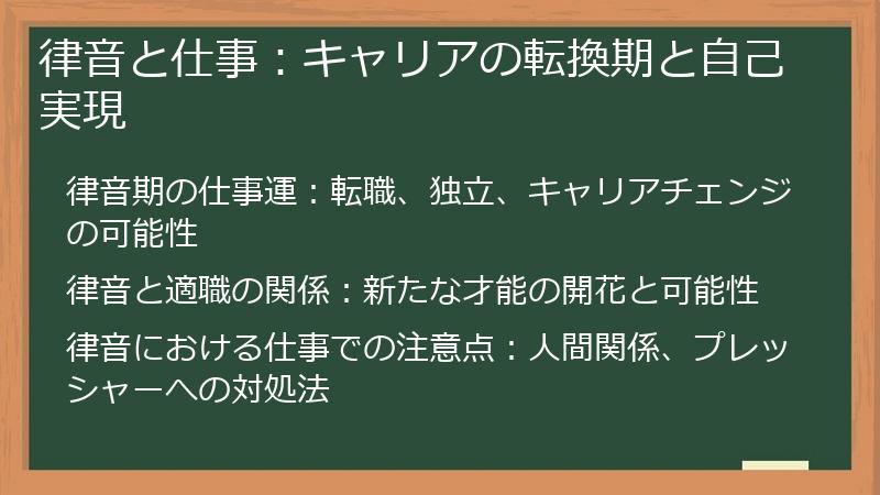 律音と仕事：キャリアの転換期と自己実現