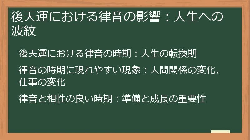 後天運における律音の影響：人生への波紋
