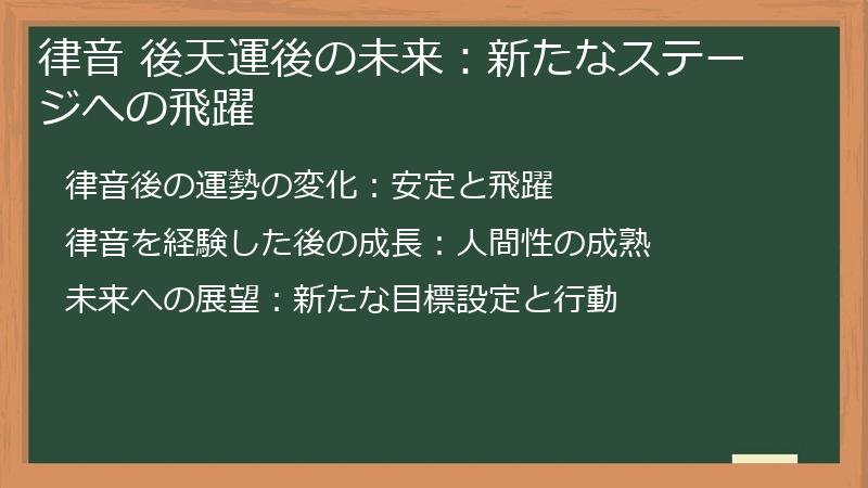 律音 後天運後の未来：新たなステージへの飛躍