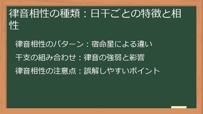 律音相性の種類：日干ごとの特徴と相性