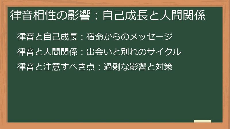 律音相性の影響：自己成長と人間関係