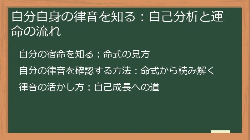 自分自身の律音を知る：自己分析と運命の流れ