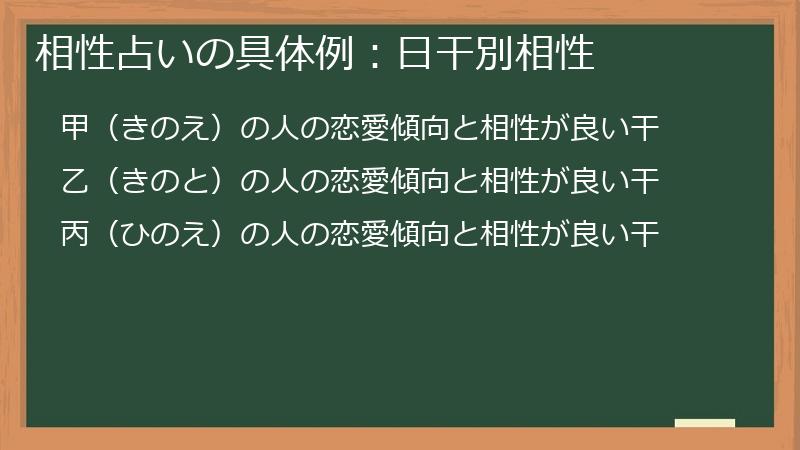 相性占いの具体例：日干別相性