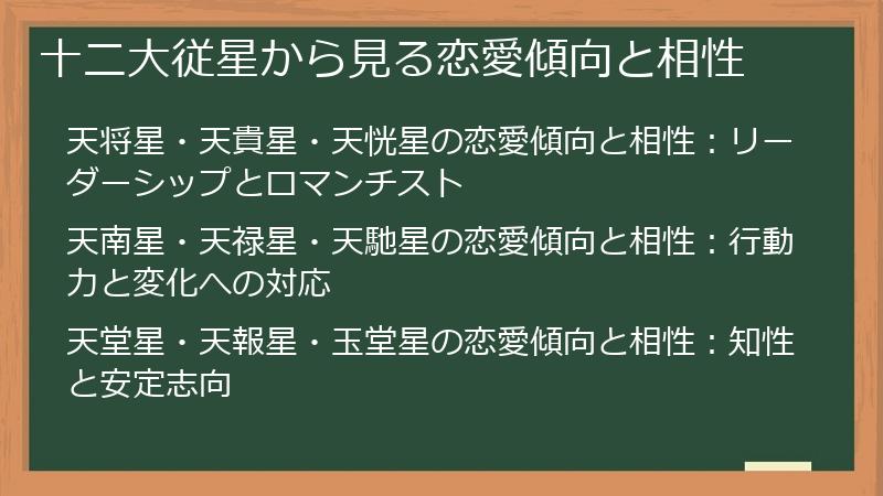 十二大従星から見る恋愛傾向と相性