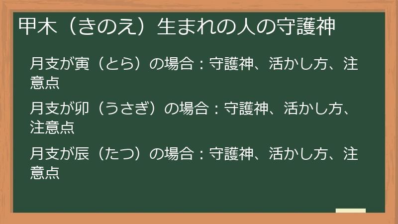 甲木（きのえ）生まれの人の守護神