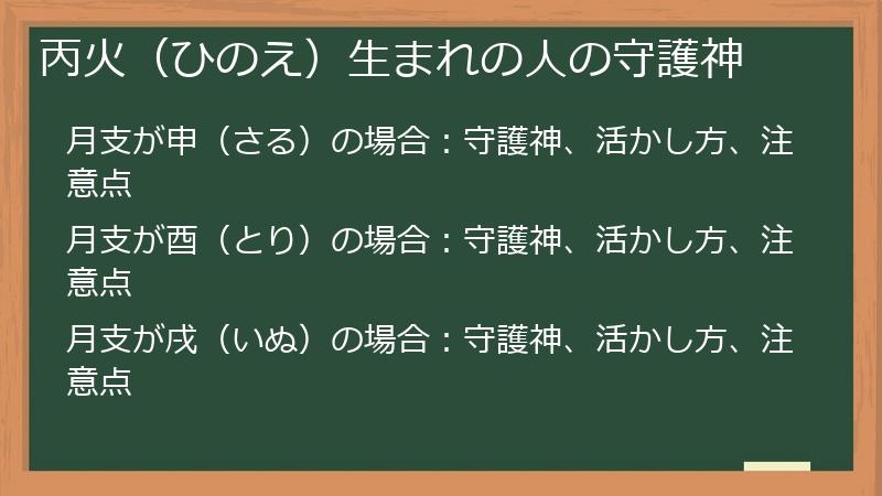 丙火（ひのえ）生まれの人の守護神
